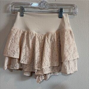 OFFLINE by Aerie Lace Tiered Skort Womens Small Tan Coquette Balletcore NWT